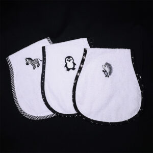 Bush Babies Drool Cloths (Set of 3, Black & White Edition)