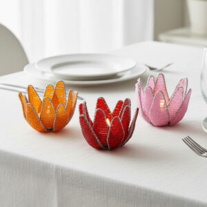 Beaded Wire Protea Tealight Holder