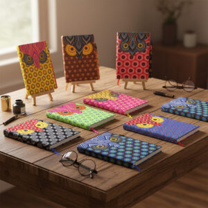 Shweshwe Owl handmade notebook cover